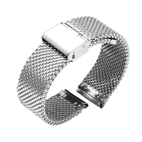 18mm 20mm 22mm 24mm Universal Milanesisk Klockarmband Snabbkoppling Klockarmband Mesh Rostfritt Stål Rem Armbandsur Svart [DB] Silver 22mm