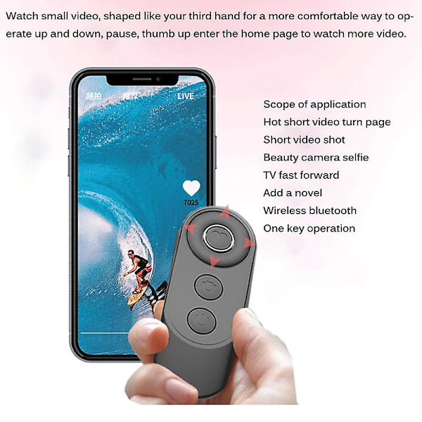 Trådlös Bluetooth-slutarfjärrkontroll Smarta telefoner Foton Selfies Bluetooth Handfjärrkontroll db black