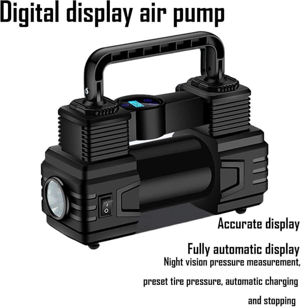 Däckpump, Kompakt Däckpump, Uppblåsbar Utrustningspump, Digital Display Bärbar Luftpump, Effektiv Uppblåsningsdäckpump, 7.87 x 2.56 [DB]