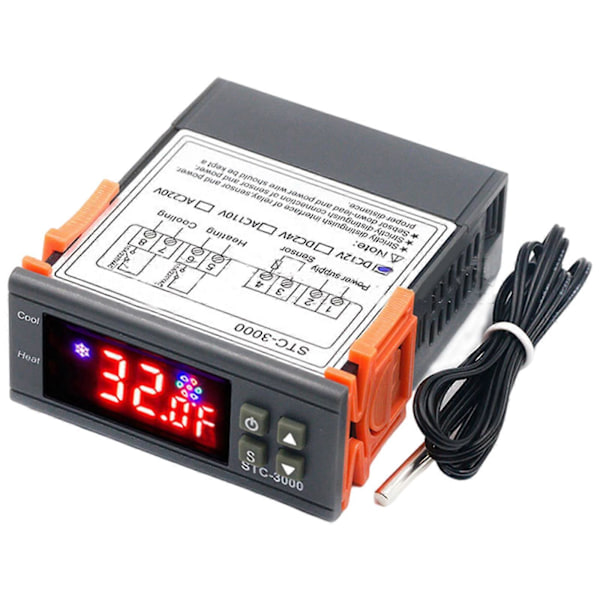 STC-3000 Digital Temperaturregulator med Sondsensor DC 12V/24V AC 110-220V [DB] DC24V