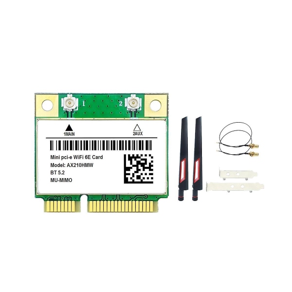 Ax210hmw Wifi-kort+antennesett Wifi 6e Mini Pci-e Ax210 802.11ax/ac 2.4g/5g/6ghz Bt5.2 trådløs adapter for bærbar PC
