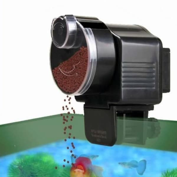 Automatisk matare - Flingor och pellets - Digital timer - Batterier