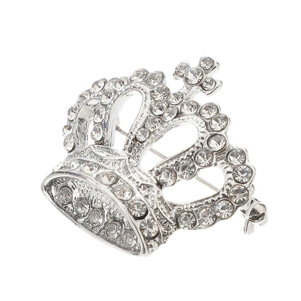 Högkvalitativ Pageant Tiara Kronbrosch för bröllopsfest Silver Dekorativ 1-pack[DB]