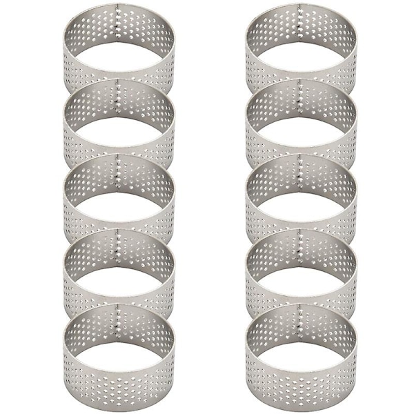 10 st 4,5 cm runda perforerade sömlösa tårtformar Quiche-formar Tårtformar med H Db silver