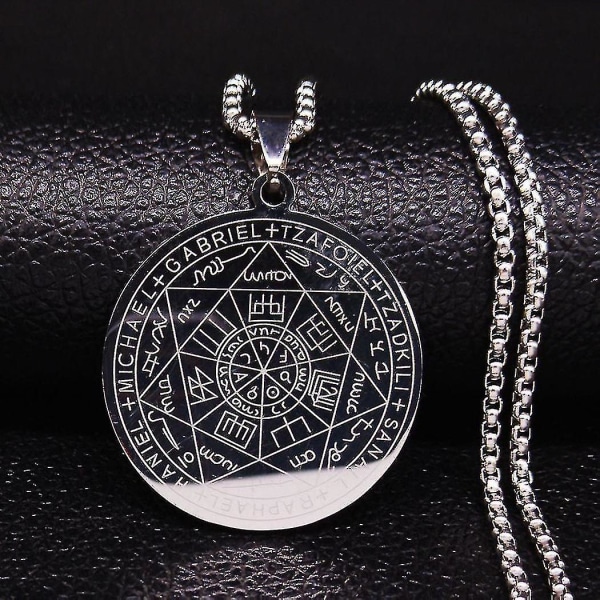 Sju ärkeänglar amulett rostfritt stål halsband män Seal of Solomon talisman halsband skydd smycken krage hombre_lldxm Db J SR 50 BOX