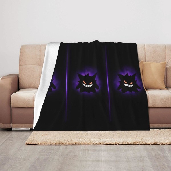 Gengar Dark Kast Svampe Blødt Hyggeligt Fuzzy Flannel Tæppe Dekor Sengespredning Gave Til Voksen/Teenager/Børn-tghy327  [dB} 50x40in 125x100cm