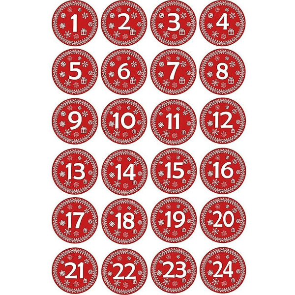 Adventskalender för att fylla tygpåse, 1-24 adventsnummer klistermärken Presentpåse för säckväv Julkalender Set Hantverkspåse för fyllnadssele med dragningar