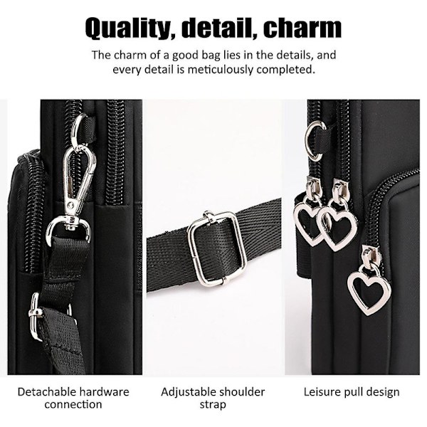 19 cm mobiltelefon plånbok crossbody väska mode sport axelväska armbandsväska telefonfodral väska för kvinnor män presenter DB Black