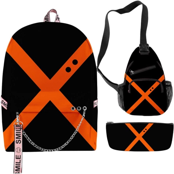 My Hero Academia -reppu, sopii teini-ikäisille ja unisex, 3 osaa, Hero 3, suuri, matkakäyttöön