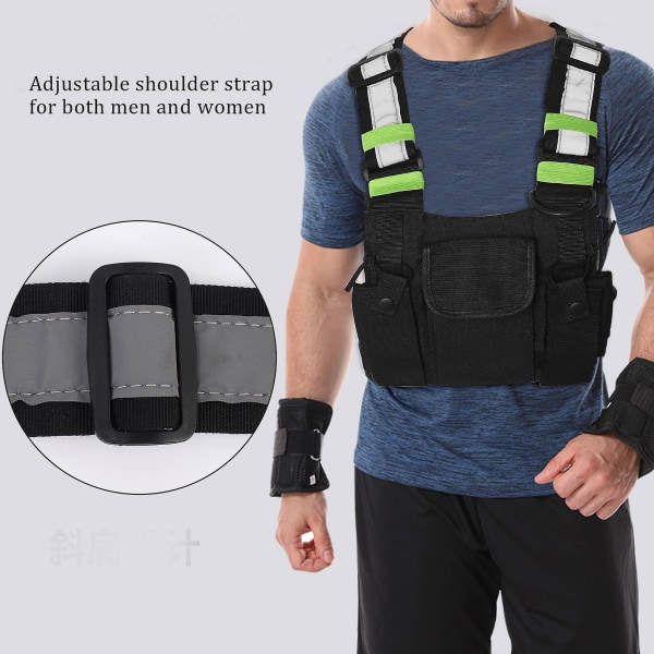 Radios Lommeradio Brystsele Bryst Front Pack Veske Holster Vest Bæreveske For 2-veis Radio Wa