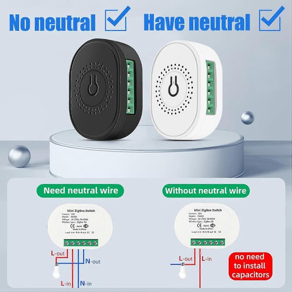 Smart afbryder App-styring Timing-funktion Trådløst smart lyskontaktmodul Mini-afbryder[DB] Black