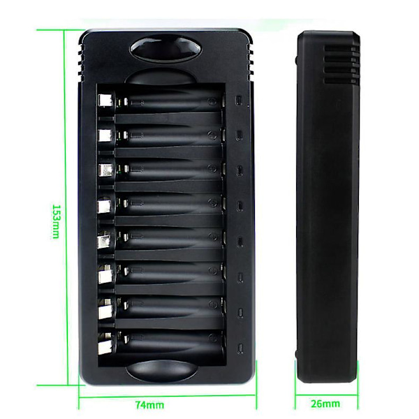 AA/AAA Batteri Smart Lader 8-spors Nikkel-hydrogen Batterier Lader med USB-port Ny [db] White
