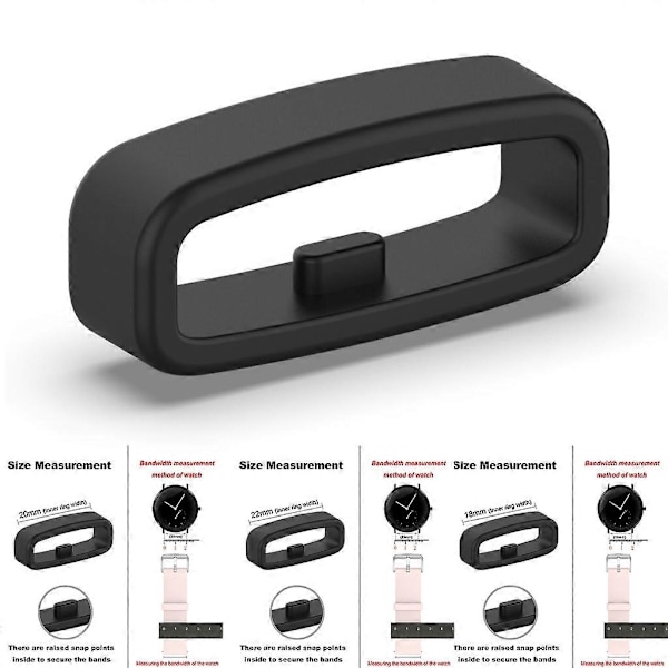Silikon Festeløkke 18mm/20mm/22mm Armbånd Holder Beltehemper 10 stk [Db] Black 20MM