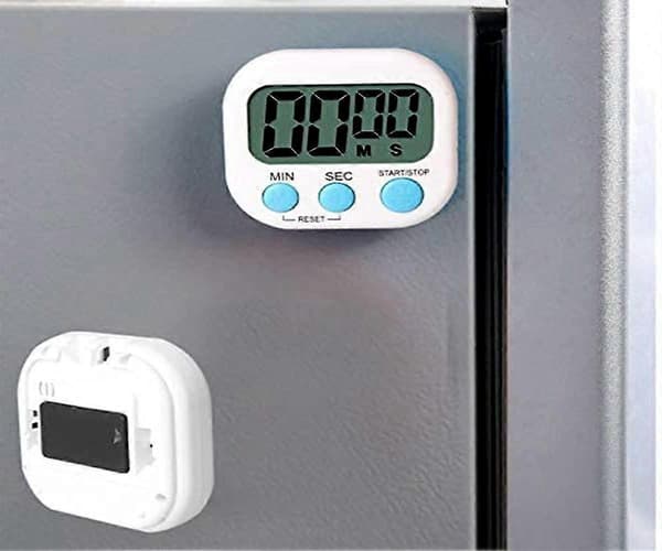 DB Digital Visuel Timer Stopur Nedtællingstimer Med Høj Alarm, Magnetisk Bagside, Stativ, (hvid)
