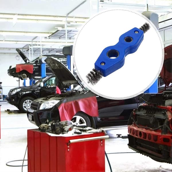 Bilbatteribørste til rengøring af batteripoler, 4-i-1 stålbørstehoveder til batteripoler og maskindele[DB]