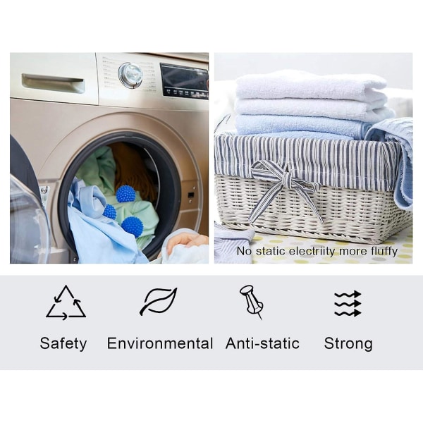 Eco Laundry Dryer Balls Uudelleenkäytettävät silikonipehmeät pesupallot Kankaanpehmennin vaihtoehto nopeaan kuivumiseen (4 pakkausta)