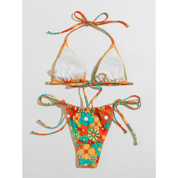Naisten kukkakuvioinen print , kolmiosolmio set, kaksiosainen uimapuku (Multi Flower)