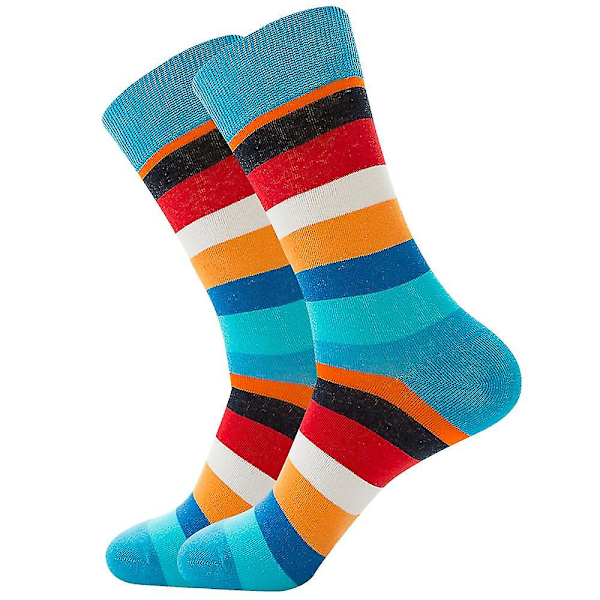 Happy Socks Randiga Herr- och Damstrumpor med Färgglada Street Personliga Mid-calf Strumpor [DB] Blue red and orange stripes