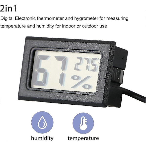 Digital Termometer Hygrometer, 2-pack Hygrometer Termometer Mini Sond Termometrar Temperatur Luftfuktighetsmätare (2-pack)-CE db