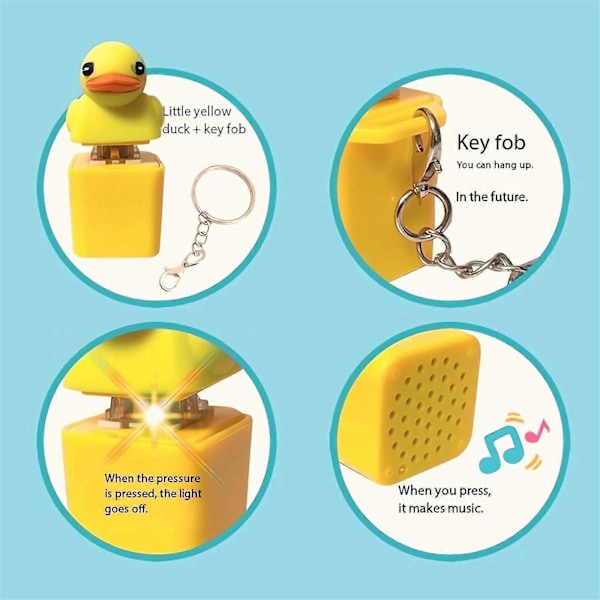 Duckys Kvackande Fidget Leksak - Kvackande Anka Nyckelring, Uppladdningsbar Kvackande Anka Stressleksak med Färgglada Ljus, Rolig & Portabel Ångestdämpare [DB]