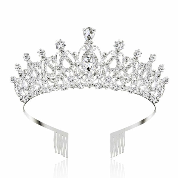 Krystall tiara krone med rhinestone kam for brude bryllup prinsesse fest bursdag krone