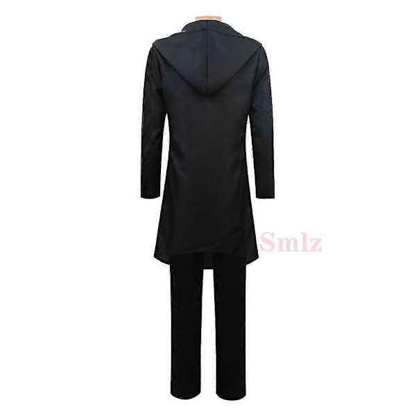 Anime Attack on Titan Sista Säsong Eren Jaeger Cosplay Kostym Peruk Svart Huvad Trench T-shirt Byxor Dräkt Shingeki No Kyojin {db} wig One Size