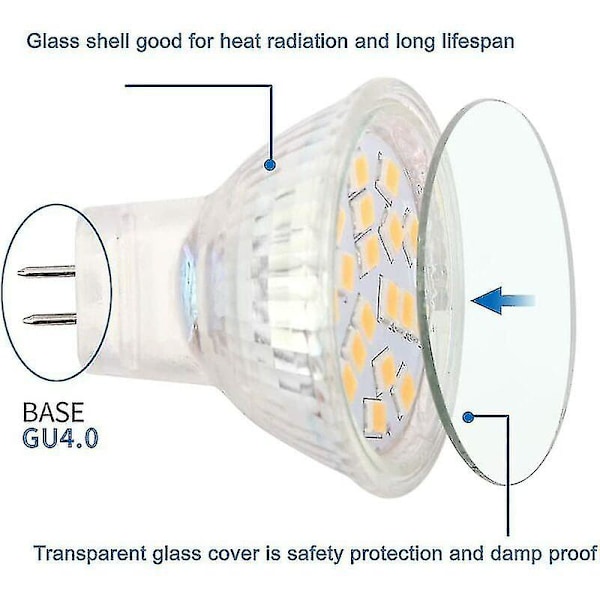 Mr11 Gu4 12v Led 4w Varm Hvit 3000k, Tilsvarer 35w Halogenpærer, 120 Strålevinkel, Pakke Med 4- {DB}