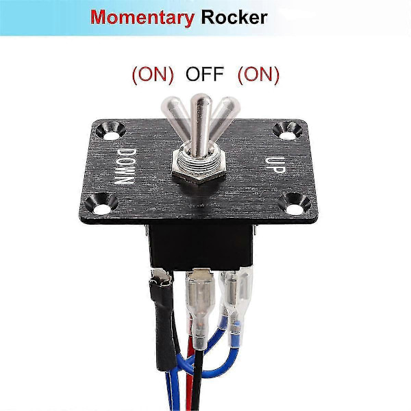 Vippbrytare Momentan 6-polig 3-läges (PÅ)-Av-(PÅ) Upp/Ner Polaritetsomvändare med Panel, Kablar och Lock [DB]