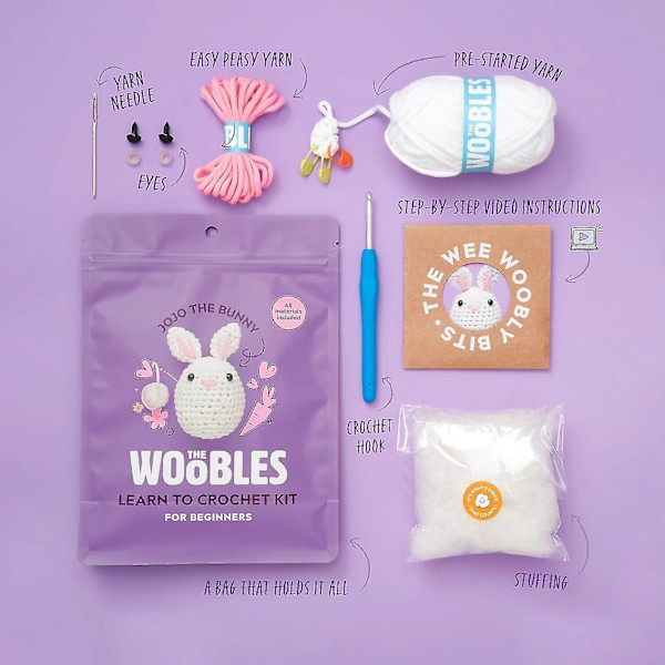 Virkattu aloittelijoille DIY virkattu täytetty eläinsarja aloittelijan virkkaussarja rabbit