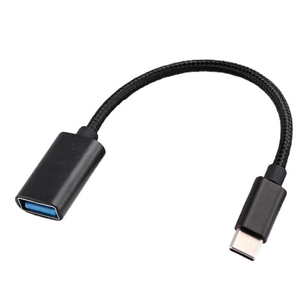 Nylonflätad OTG-adapter USB-datakabel Mikroadapterkabel U-diskadapterkabel Jikaix Black