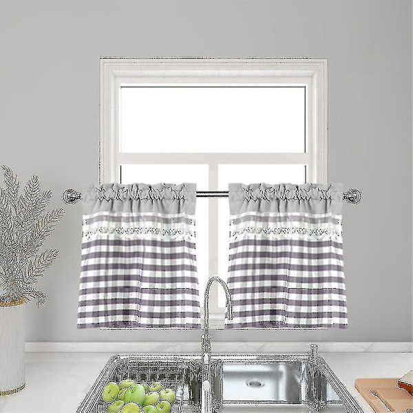 Keittiökaihtimet sisustus Ikkunaverho Luxury Cafe Valance Topper Drapes A db Light Grey 74cmx90cm