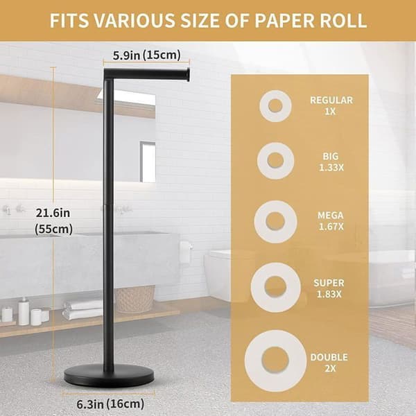 Fritstående toiletpapirholder - OTBACT - Sort - Rustfrit stål - 55x17cm - 4 ruller[DB] Black