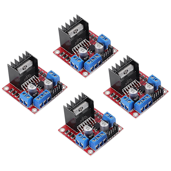 4 stk L298n Motor Driver Controller Board Modul DC Dobbelt H-bro Til Smart Bil Strøm R3 db red  blue  black