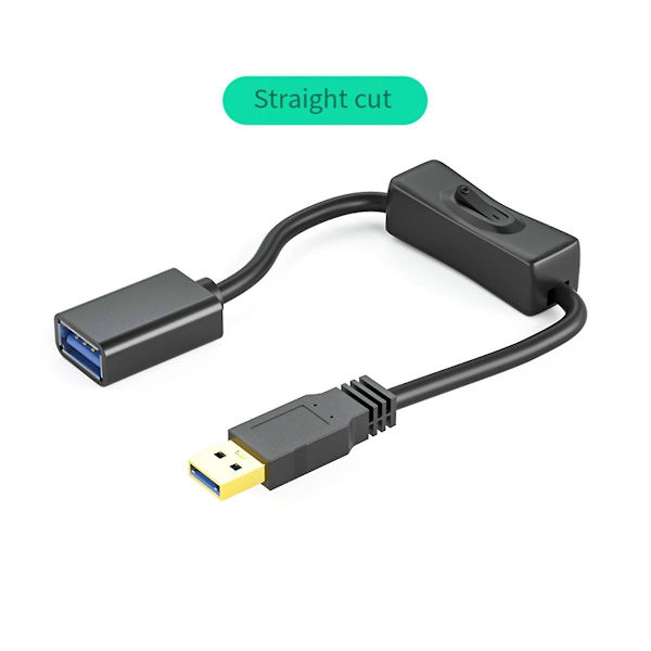 Usb3.0-förlängningskabel med strömbrytare rak huvud för Usb-fläkt LED-ljus körinspelare dataström