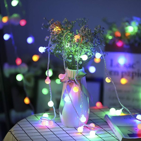 Le 10m Garlande Lumineuse Rgb, 100 LED-baller 8 lysmoduser, vanntett lyskjede, ideell dekorasjon for kvelden, fest på rommet, hage, terrasse