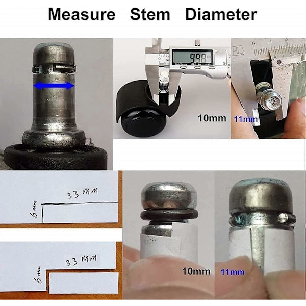 10 mm Stift Hjul Gummihjul til Udskiftning af Stol [db]