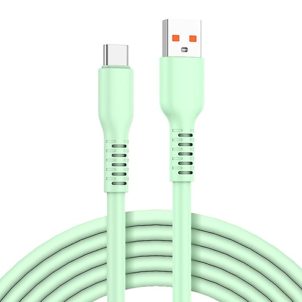 1m USB til Type-C 6A Hurtiglading Ledning Candy Farge Silikon Datakabel db Green Style A