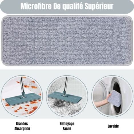 2 mikrofiberpåfyllingsputer for mopp, automatisk ren og tørr mopp, erstatningsmikrofiberputer for mopper[DB] Black