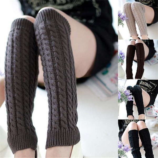 Naisten Talvi Neule Crochet Neulotu Leg Warmers Legging Saappaan Peite Kuuma Muoti HFMQV DB Coffee