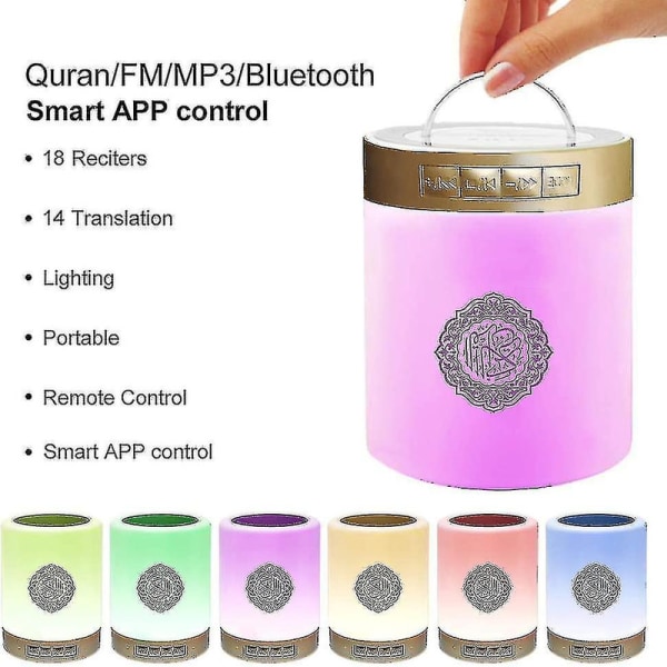 Koran Touch-lampa med mobilappkontroll - Bärbar Bluetooth-högtalare för Koran [DB]