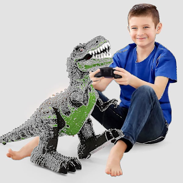 2,4 GHz fjernbetjening dinosaur legetøj, gående robot dinosaur med LED-lys og lyd, simulering [DB]