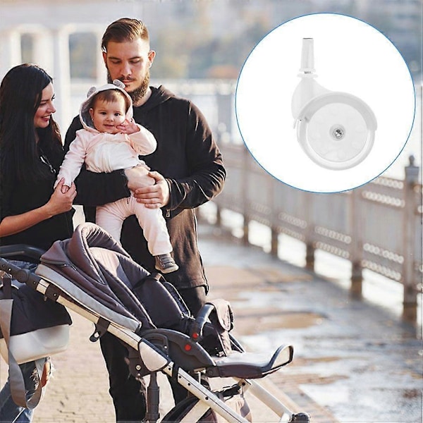 2 stk. Universelle Erstatningshjul til Baby Walker Plast Hjul for Baby Walkers Plast Gummi Baby Walker Reparasjonsdeler [DB] White 9.00X6.00X4.20CM