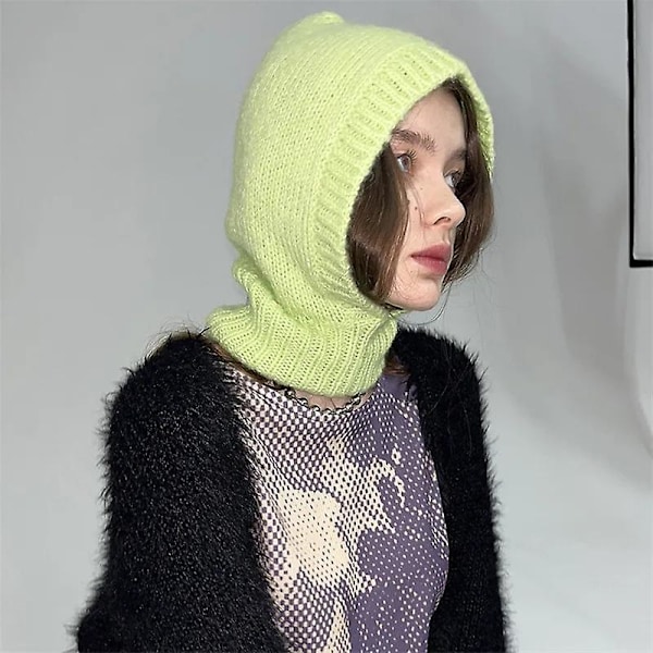 2024 Högkvalitativ Ull Kvinnors Stickad Mössa Balaclava Hatt Höst Vinter Hattar Koreansk Designer Varm Pullover Snood Hatt Krage Bonnet DB Black 56-59cm
