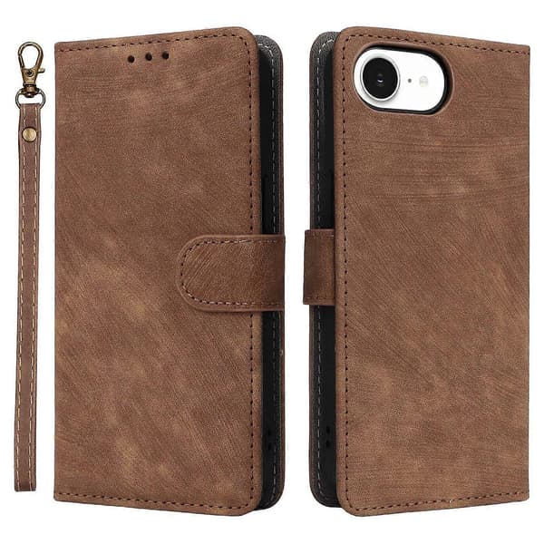 Plånboksfodral för iPhone 16e med RFID-skydd, PU-läder, visningsstativ - Grön [DB] Multicolor Brown