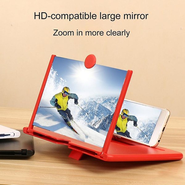 Skærmforstørrer Høj Tydeligt bredt kompatibel akryl 10/12 tommer enkel betjening videoforstærkerholder til at se tv Jikaix Red