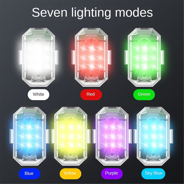 Hög ljusstyrka trådlöst led-blixtljus, 7 färger blixtljus och USB laddning, trådlösa led-blixtljus {DB} color02 Two lights with remote control