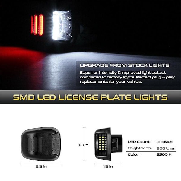 LED-bakljus för registreringsskylt, vattentät, för Navara D40 Frontier 2007-2016 [DB] Black