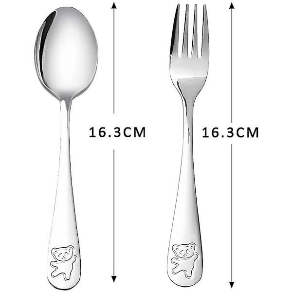 12 Stykker Barnebestikk Rustfritt Stål Barnevennlig Skje Og Gaffelsett Småbarnsbestikk db Silver