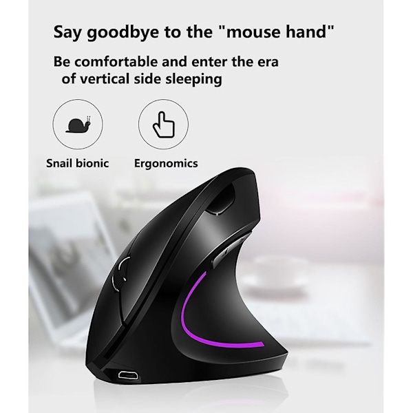 Gaming Vertikal Ergonomisk Mus Höger Hand Usb Trådlös 2400dpi Optisk Mus [DB] Pink