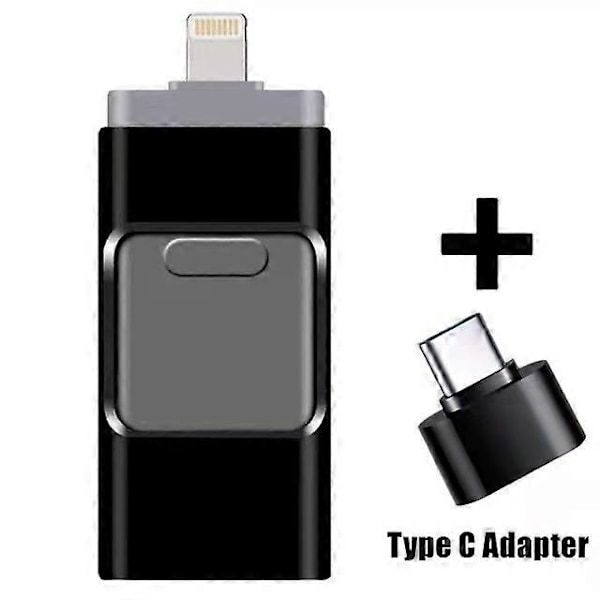3 in 1 USB-muistitikku Laajennusmuisti OTG Pendrive IPhone IPad Android PC:lle [db] Black 32 GB